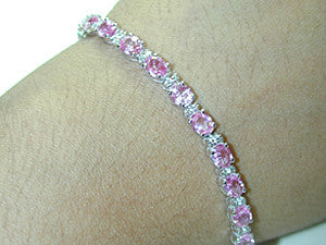 24.65ct Round Diamond and Pink Sapphire Bracelet 18kt white gold  JEWELFORME BLUE