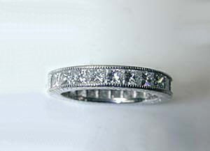 2.10ct Princess Cut Diamond Eternity wedding Ring Band JEWELFORME BLUE