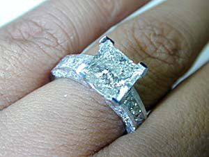 4.30ct Princess Cut Diamond Engagement Ring 18kt White Gold GIA certified JEWELFORME BLUE