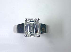 2.07ct Emerald Cut Diamond Engagement Ring 18kt White Gold JEWELFORME BLUE