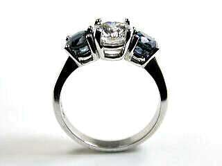 3.10ct H-SI1  Diamond & Sapphire Engagement Ring Platinum GIA certified JEWELFORME BLUE