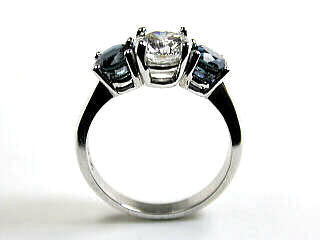 2.30ct G-SI1 Round Diamond & Sapphire Engagement Ring Platinum JEWELFORME BLUE GIA