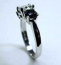 2.56ct G-SI1 Diamond & Sapphire Engagement Ring JEWELFORME BLUE Birthday Anniversary Three Stone Rings