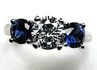 2.30ct G-SI1 Round Diamond & Sapphire Engagement Ring Platinum JEWELFORME BLUE GIA