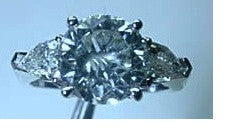 2.70ct Round Diamond & Pear Shape Engagement Ring 18kt 900,000 GIA certified diamonds JEWELFORME BLUE