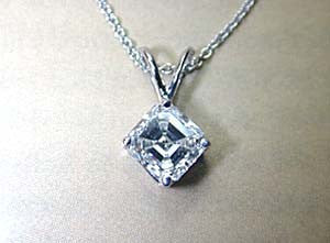 1.51ct H-VS2 Asscher Cut Diamond Pendant Necklace GIA certified