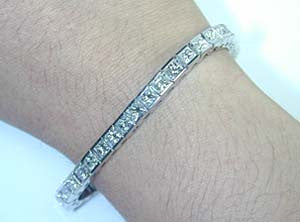 14.60ct  Princess Cut Diamond Bracelet 18kt White Gold Birthday Bridal Gift JEWELFORME BLUE