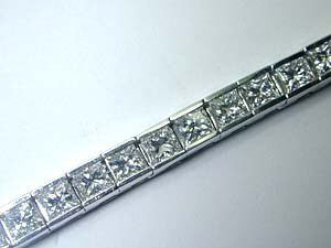 14.60ct  Princess Cut Diamond Bracelet 18kt White Gold Birthday Bridal Gift JEWELFORME BLUE