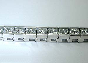 8.10ct Princess Cut Diamond Bracelet Tennis Railroad 14kt White Gold JEWELFORME BLUE