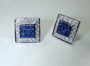 2.13ct Sapphire & Diamond Earrings 18kt JEWELFORME BLUE