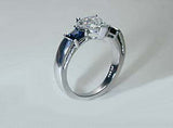 2.03ct G-SI1 Heart Shape Diamond & Sapphire Engagement Ring GIA certified 18kt White Gold JEWELFORME BLUE