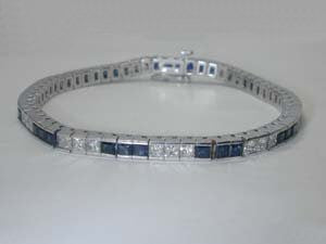 12.36ct Princess Cut Diamond and Sapphire Bracelet 18kt JEWELFORME BLUE