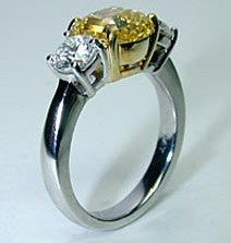 2.85ct Cushion Cut Fancy yellow Diamond Engagement Ring  GIA Certified JEWELFORME BLUE