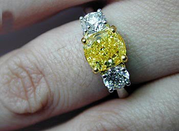 3.98ct Cushion Cut Fancy yellow Diamond Engagement Ring  GIA Certified JEWELFORME BLUE