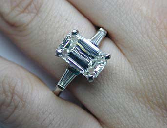 3.54ct Emerald Cut Diamond Engagement Ring  GIA certified Platinum JEWELFORME BLUE