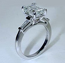 3.42ct H-VS1 Emerald Cut Diamond Engagement Ring  GIA certified Platinum JEWELFORME BLUE