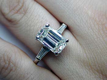 2.29ct G-VS1 Emerald Cut Diamond Engagement Platinum Ring  JEWELFORME BLUE