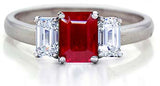 1.48ct Emerald Diamond Engagement Ring JEWELFORME BLUE Three stone