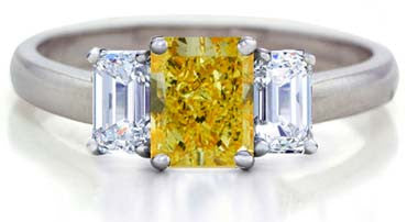 3.62ct Engagement Ring Fancy Yellow Radiant Diamond GIA certified 18kt White Gold JEWELFORME BLUE