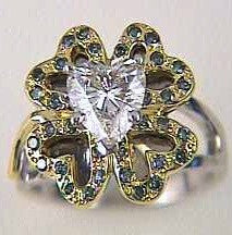 1.86ct Heart Shape Diamond Engagement Ring Four Leaf Clover 18kt JEWELFORME BLUE