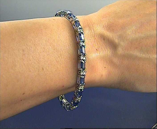 28.56ct Sapphire Diamond Tennis Bracelet 18kt White Gold JEWELFORME BLUE Wholesale