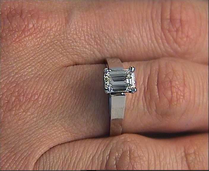 1.53ct Emerald cut Diamond Engagement Ring Platinum GIA certified JEWELFORME BLUE