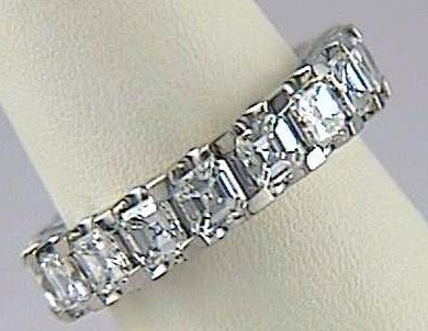 5.07ct Asscher Cut Diamond Eternity Ring 18kt White Gold JEWELFORME BLUE