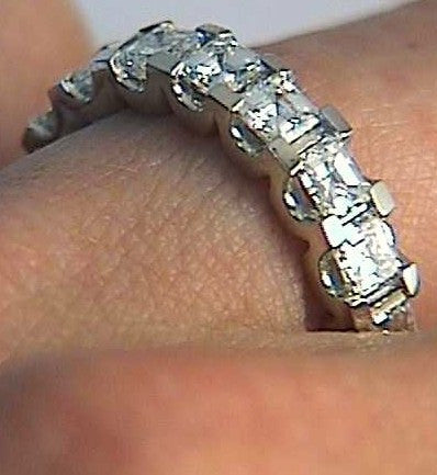 5.07ct Asscher Cut Diamond Eternity Ring 18kt White Gold JEWELFORME BLUE