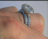 3.06ct Round Diamond Engagement & Eternity Wedding Ring 18kt White Gold GIA certified JEWELFORME BLUE