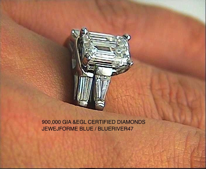 2.51ct Emerald cut Diamond Engagement Platinum Rings and wedding Ring JEWELFORME BLUE 900,000 GIA CERTIFIED diamonds
