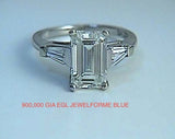 1.30ct Emerald cut Diamond Engagement Platinum Rings and wedding Ring JEWELFORME BLUE 900,000 GIA CERTIFIED diamonds