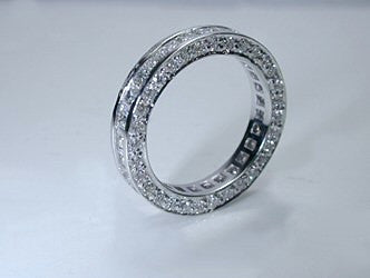 2.17ct Princess diamond Eternity Wedding Ring Band 18kt JEWELFORME BLUE