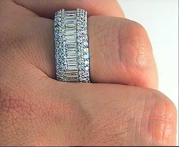 7.85ct Baguettes and Round Diamonds Eternity Wedding Ring JEWELFORME BLUE