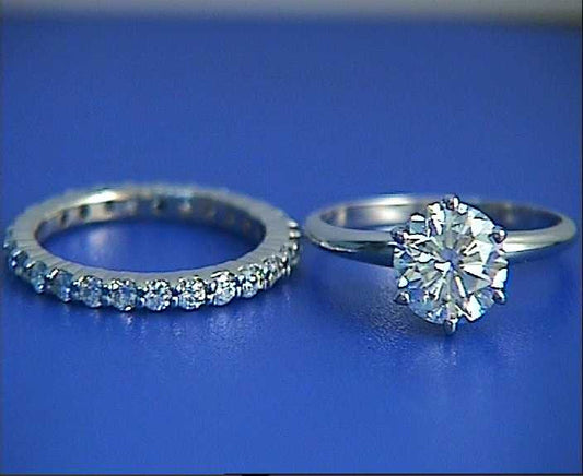 2.02ct F-SI2 Round Diamond Enagement Ring & Wedding Eternity Set JEWELFORME BLUE 900,000 GIA EGL Certified diamonds
