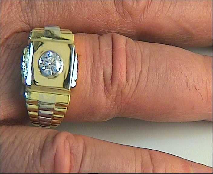1.00ct D-VS1 Rolex  Men's Ring Round Diamond GIA certified 18kt JEWELFORME BLUE