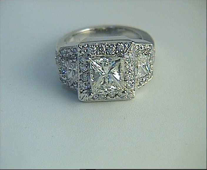 2.29ct Princess Diamond Engagement Ring 18kt White Gold JEWELFORME  BLUE