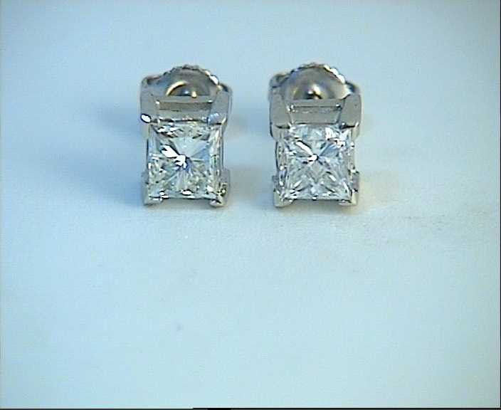 1.02ct Princess Diamond Earrings studs 18kt white Gold JEWELFORME BLUE 900,000 GIA EGL certified diamonds