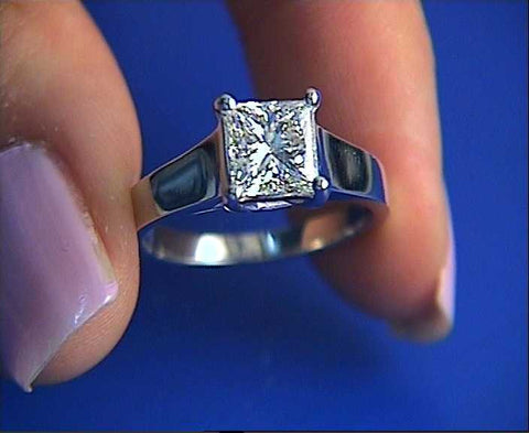 GIA certified 1.51ct Princess Cut Diamond Engagement Ring H-SI1  JEWELFORME BLUE EGL certified