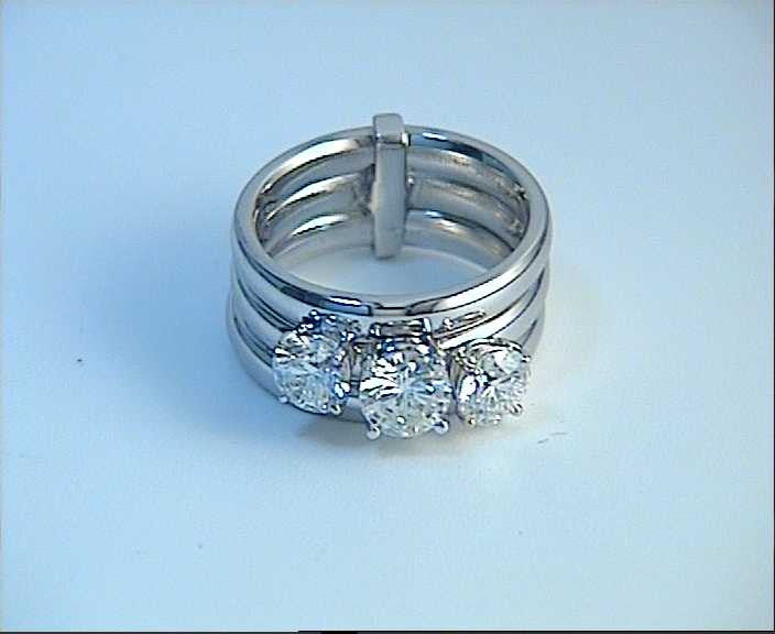 1.51ct G-SI1 3 Round Diamond Engagement Ring 18kt White Gold Fine JEWELFORME BLUE