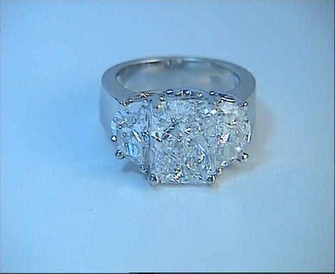 4.50ct Cushion Cut Diamond Engagement Ring Half Moon  GIA certified JEWELFORME BLUE