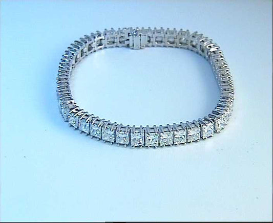 10.90ct Princess Cut Diamond Bracelet 18kt white gold JEWELFORME BLUE