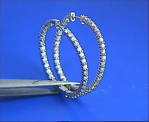 Diamond Hoop Earrings 6.08ct 18kt white Gold JEWELFORME BLUE