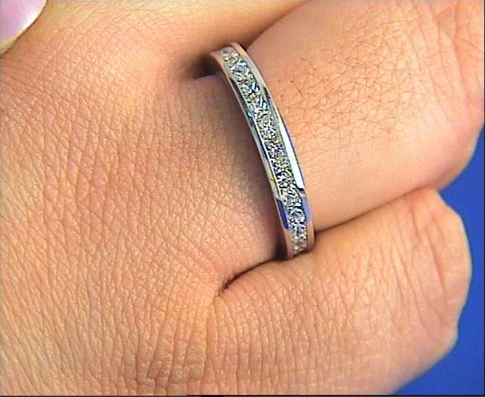 1.96ct Princess diamond Eternity Wedding Ring Band Platinum JEWELFORME BLUE