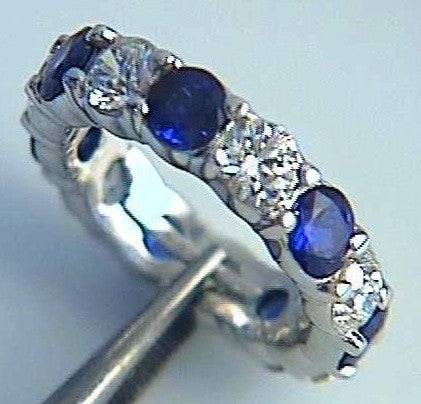 7.80ct Platinum Diamond & Sapphire Eternity Wedding Band  JEWELFORME BLUE