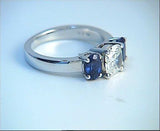 2.52ct Cushion Cut Diamond and Sapphire Engagement Ring JEWELFORME BLUE