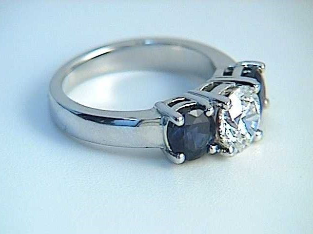 3.50ct Round Diamond and Sapphire Engagement Ring 18kt White Gold JEWELFORME BLUE