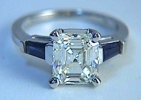 17.4 CTW Asscher Cut Sapphire Engagement Ring 