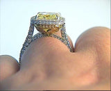 6.12ct Cushion Fancy Yellow Diamond Engagement Ring 18kt GIA CERTIFIED JEWELFORME BLUE Anniversary Birthday bridal