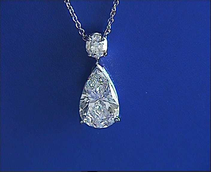 1.79ct F-SI2 Pear Shape Diamond Pendant Necklace  JEWELFORME BLUE