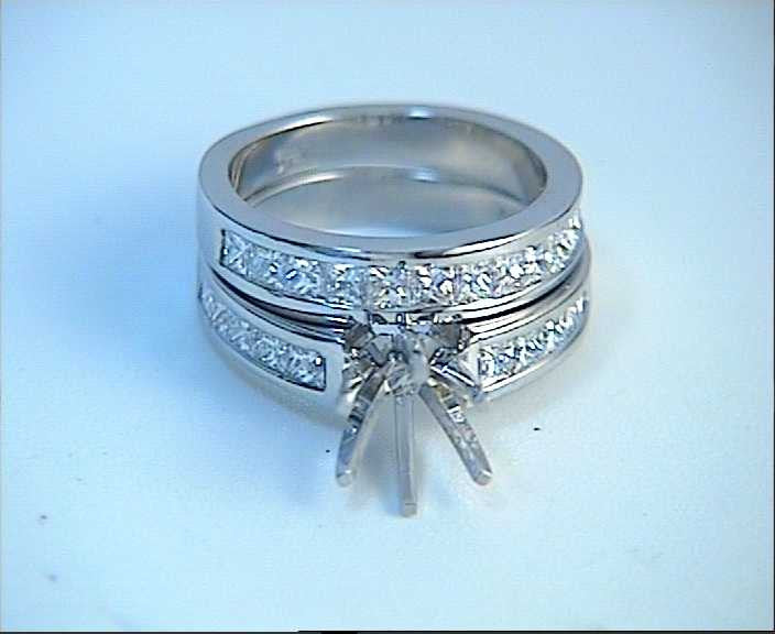 1.06ct Princess Cut Diamonds Set Engagement Ring Setting with Matching Wedding Band JEWELFORME BLUE